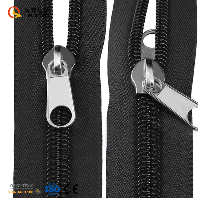 Factory Wholesale Stock Heavy Duty Zipper 8#10# Black Polyester Long Chain by Yard Nylon Zippers for Tents