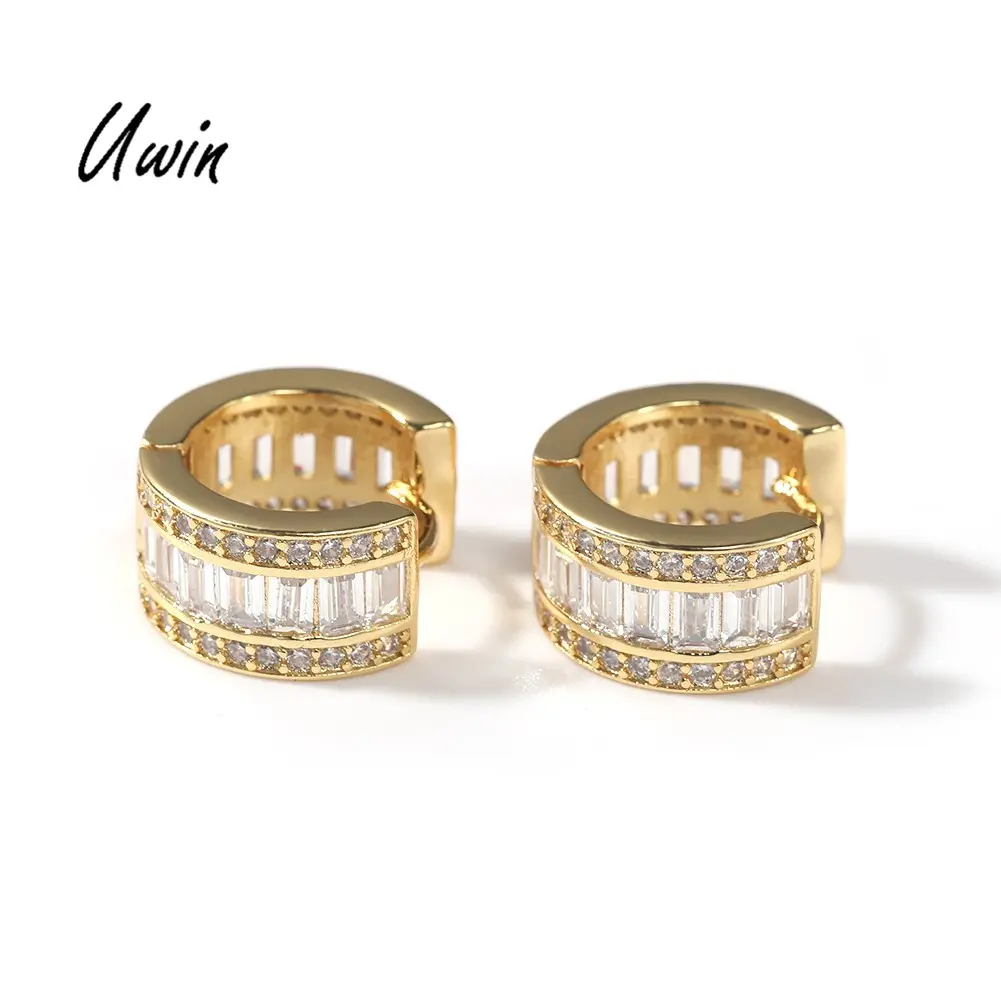 UWIN 2022 New Fashion Gold Plated Hoop Earring Hip Hop Punk Earrings Fashion Women Men Earrings Jewelry