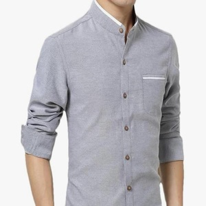 Camisa Formal de Verano para Hombre, Estilo Bávaro Oktoberfest, Cuello Mao, Tejido de Hilo Teñido, Servicio OEM - Product Image 1