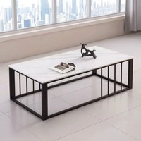 Table basse rectangulaire moderne et durable en marbre, pour salon, petit appartement, avec structure en métal