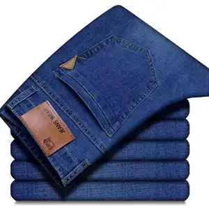 Calça jeans de tamanho grande para homens primavera e outono nova plus fat plus fat calças soltas calças casuais com pernas retas gordura com tudo