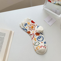 Style coréen confortable dessin animé Floral femmes broderie dessin animé chaussettes Kawaii mignon Jacquard ours Sport blanc coton chaussettes