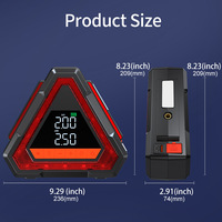 Démarreur de voiture 1000A de pointe 14,8V avec pompe à air 25 cylindres, batterie 6000mAh, lumière d'avertissement rouge triangulaire SOS, double écran intelligent et gonfleur 4-en-1