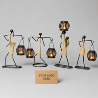 Kunstvoller Kerzenhalter aus Eisen, Minimalistische Drahtfigur, Ornament-Laterne, Wohndekor-Geschenk, Großhandel OEM ODM Lieferant