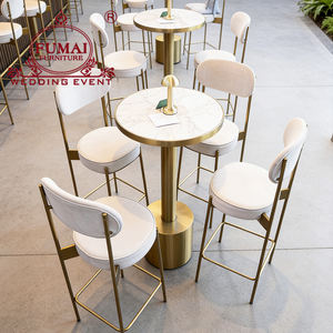 Tabouret de Bar de Luxe Faux Cuir Blanc Pu Coussin Cadre en Métal Chaise de Cocktail - Product Image 3