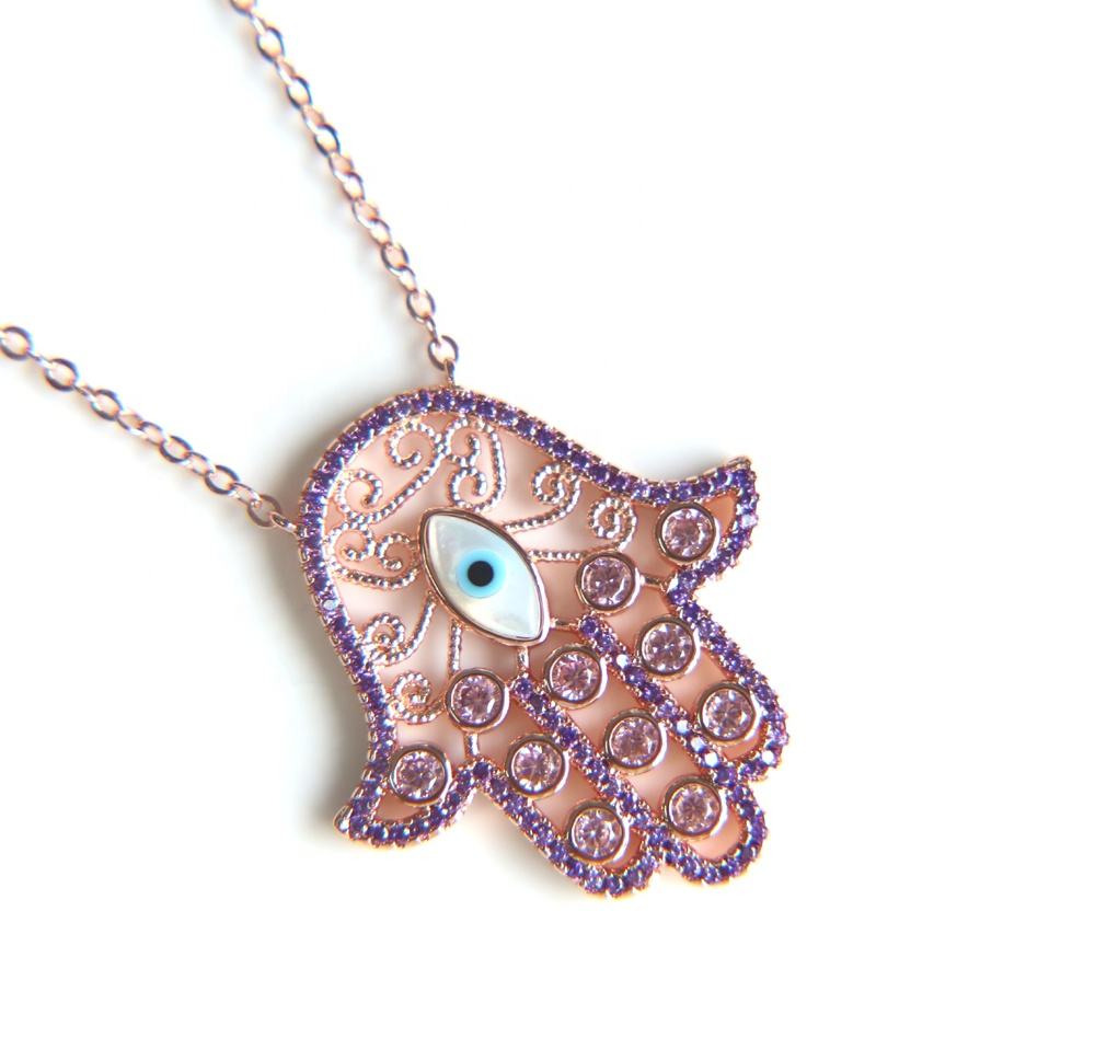 Colar e pingente da moda de 2023, joias modernas de pão roxo, rosa,  zircônia, hamsa, para mão, 1 peça| Alibaba.com, image size:1000x969
