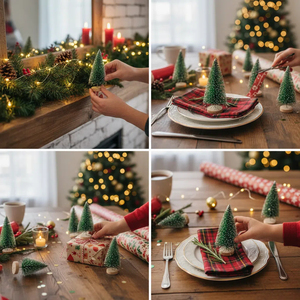 3 uds personalizable Mini Pino Artificial plástico realista interior FIESTA DE Navidad hogar Mesa artesanía decoraciones árbol de Navidad conjunto - Product Image 5