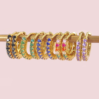 Boucles d'oreilles créoles tendance style arc-en-ciel, bijoux fantaisie unisexe en alliage de cuivre plaqué or 18 carats avec zircon, cadeau, vente en gros, modèle F683