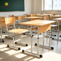 Ensemble bureau et chaise individuels réglables pour étudiant, mobilier scolaire moderne pour projets pédagogiques, service tout-en-un