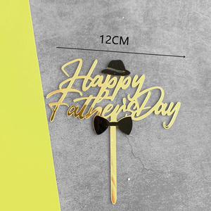 Décorations de gâteaux en acrylique, pics à <span class=keywords><strong>gâteau</strong></span> dorés aux formes exquises pour les fêtes d'<span class=keywords><strong>anniversaire</strong></span>, la fête des pères, la décoration de desserts, les pics pour cupcakes - Product Image 2