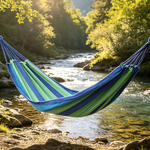 Thick adult swing bed for outdoor picnics and camping, children's drop net bed, rainbow canvas hanging bed wholesale. - Product Image 1