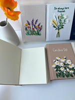 Carnet de notes brodé personnalisé A6 A5, Album photo, Carnet de notes à couverture rigide en tissu, Journal marguerite