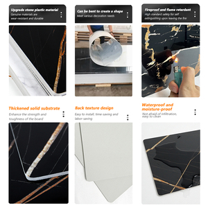 Tablero UV de diseño moderno, panel de patrón de mármol de plástico de piedra, <span class=keywords><strong>grupo</strong></span> de pared de fondo de PVC para solución gráfica de Hotel KTV - Product Image 4