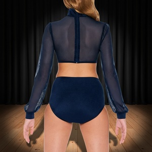 Maillot <span class=keywords><strong>de</strong></span> Danza Jazz MiDee <span class=keywords><strong>de</strong></span> Manga Larga para Mujer Adulta con Espalda Transparente y Cintura Hueca para Escenario y Entrenamiento - Product Image 2