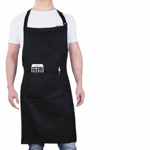 Custom Logo Black White Pink Restaurant Waiter Waitress Cotton Bbq Cook Chef <b>Kitchen</b> <b>Apron</b> for Women Men With Pocket - Product Image 5