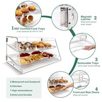 Vitrine à pain moderne en acrylique, à service libre, avec poignée, pour comptoir, transparente, portable, sans BPA, écologique, à 2 niveaux