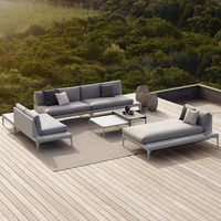 Ensemble de canapés modulaires d'extérieur en rotin PE, structure en aluminium, coussins imperméables pour patio, cour, villa, jardin, mobilier de salon