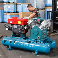 Compresseur d'air diesel à piston Kaishan 2V4/5, 5 bars, double réservoir d'air, monocylindre diesel, pour perforatrice et marteau pneumatique
