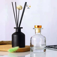 Flacon diffuseur de parfum en verre noir mat de luxe 100ml 150ml, forme ventrue avec bouchon en liège et compte-gouttes, couleur personnalisable