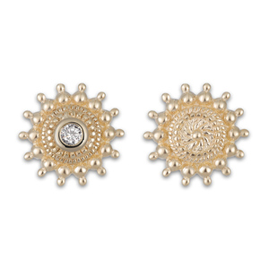 Giometal - Pendientes de Oro Sólido de 14K con Cuentas <span class=keywords><strong>en</strong></span> <span class=keywords><strong>Espiral</strong></span> y Centro de Piedra, Joyería Corporal con Concha Superior, Piercing, Extremos Sin Rosca - Product Image 1