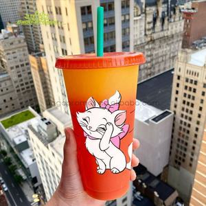 2026 Promotionele reclamegeschenken 700ml 24oz PP verpakking van 5 plastic bekers herbruikbaar kleurveranderend drinkbeker - Product Image 6