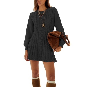 Nuovi Arrivi 2026: Abito Mini in Maglia a Trecce da Donna, Casual, a Maniche Lunghe, Vestito Lavorato a Maglia a Trapezio per Autunno Inverno - Product Image 2