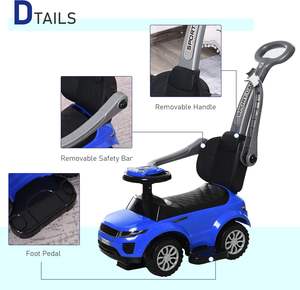 Coche de Juguete 2 en 1, Cochecito Azul para Niños, Cochecito de Empuje Seguro con Funciones de Bocina, Música y Luces para Niños y Niñas - Product Image 4
