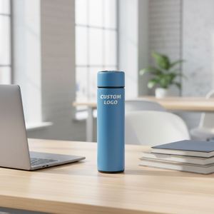 Bouteille isotherme intelligente en acier inoxydable avec logo personnalisé par sublimation, capteur de température LED et fonction thermos - Product Image 1