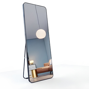 Miroir sur pied décoratif moderne en métal doré, noir et blanc, avec cadre, pour la décoration de la maison, miroir mural double pleine longueur - Product Image 1
