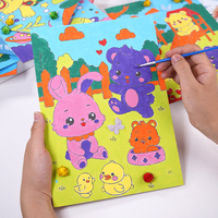 WingArt Enfants Artisanat Peinture Kit Petit Lapin et Ours Mignon Toile Art Verser Peinture Acrylique Ensemble Emballage