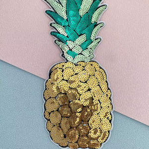 Chất Lượng Tốt Nhà Máy Trực Tiếp Trái Cây Dứa Có Thể Đảo Ngược Sequin Các Bản Vá Lỗi Long Lanh Vàng Các Bản Vá Lỗi Cho Quần Áo Phụ Kiện - Product Image 1