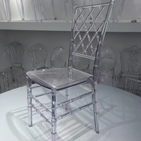 Chaises Chiavari en plastique transparent empilables avec dossier ovale à lattes, sans accoudoirs, pieds coniques, pour mariages, banquets, événements, hôtels (vente en gros)