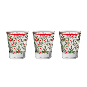 Juego de 3 Vasos de Café Columbia Line, Vidrio Transparente con Decoración de Visco, 85cc - Product Image 1