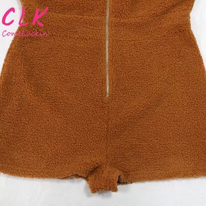 <span class=keywords><strong>Polaire</strong></span> barboteuse à manches longues une pièce combinaison courte <span class=keywords><strong>femme</strong></span> combishort automne hiver tenue décontracté combinaison - Product Image 4