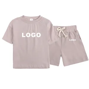 Wholesale Kids Clothes Boys Set Custom Color Logo Private Label Tshirt Shorts Unisex Kids Set Clothing