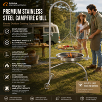 Support trépied robuste en fer pivotant et réglable en hauteur pour brasero et barbecue extérieur – Vente en gros