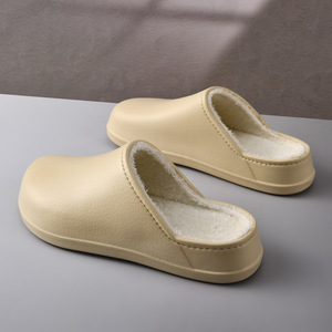 Chaussons d'hiver pour hommes, noirs, doublés de polaire, en EVA épaissi, imperméables, pour la maison - Product Image 4