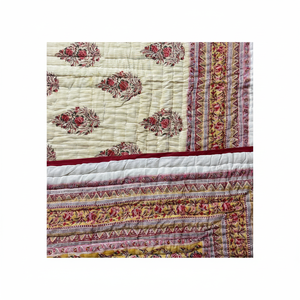 Colcha Kantha India Vintage de Diseño Premium, Estampada, Cosida a Mano, de Algodón con Patrón Impreso para Cubrecama, Gudari para Hotel - Product Image 1