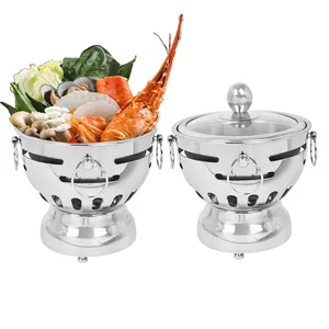 Victore Round Chafing Dishes Stainless Steel Food Pot and Buffet Warmers for Banquet Dining Kitchen