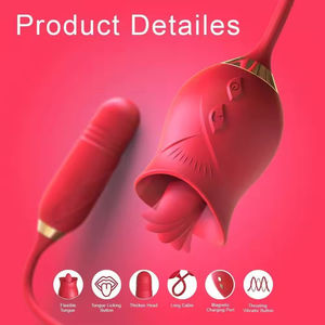 LOVE.Rose Sex Toy pour femmes, 3 en 1 : Stimulateur clitoridien, Lèche-langue, Pénétration, Dildo G-Spot, Vibrateur, Jouets sexuels pour adultes - Product Image 5