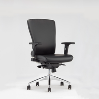 Chaise de bureau ergonomique en cuir à dossier mi-haut avec hauteur de dossier réglable, coussin en PU et accoudoirs 3D pour tâches informatiques