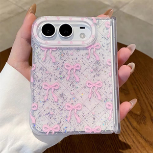 Funda de teléfono transparente con lazo brillante de lujo para iPhone Duo, protección transparente para bisagras, cubierta protectora de silicona suave a prueba de golpes - Product Image 1