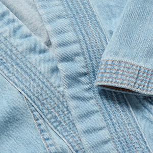 Veste en jean ample bleu clair 100 % coton à épaules tombantes pour homme - Product Image 6