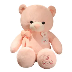 Neuer Big Pink Teddy Bear Plüsch mit Kaninchen für Kinder oder Mädchen Valentinstag Geschenk OEM Valentinstag Teddybären