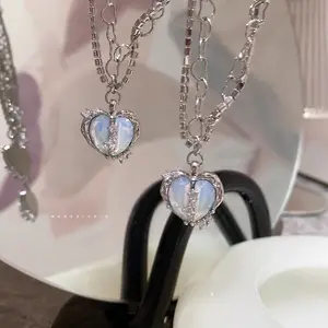 Kpop Vintage Goth Y2K Heart Pendant Choker Clavicle Chain Necklace For Women girl EMO Punk Grunge Collares Aesthetic Jewelry