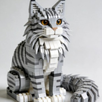 Bloques de construcción de gato Maine Coon gris