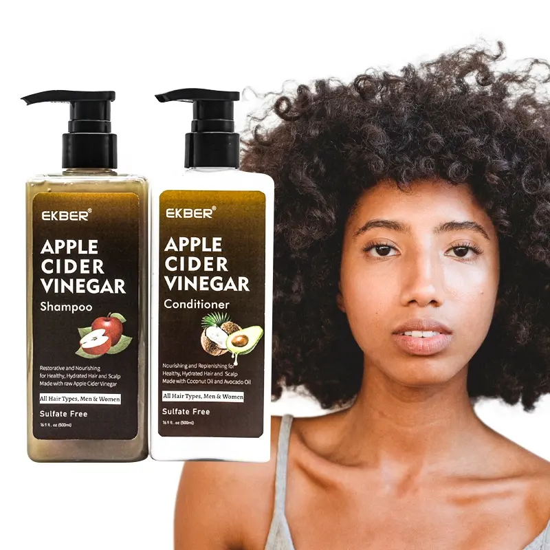 Customize Logo Hair Loss Shampoo And Conditioner Panax Ginseng Root Extract Keratin Apple Cider Vinegar Shampoo