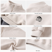 Sweat-shirt d'hiver 2026 pour garçons, doublé polaire, col montant, demi-zip, en mélange de coton doux, chaud et décontracté, style streetwear pour enfants
