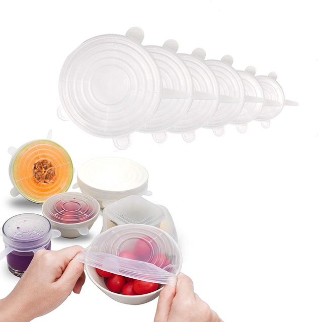 BPA-Free Various Sizes Food Grade Reusable Silicone Stretch Lids Cover