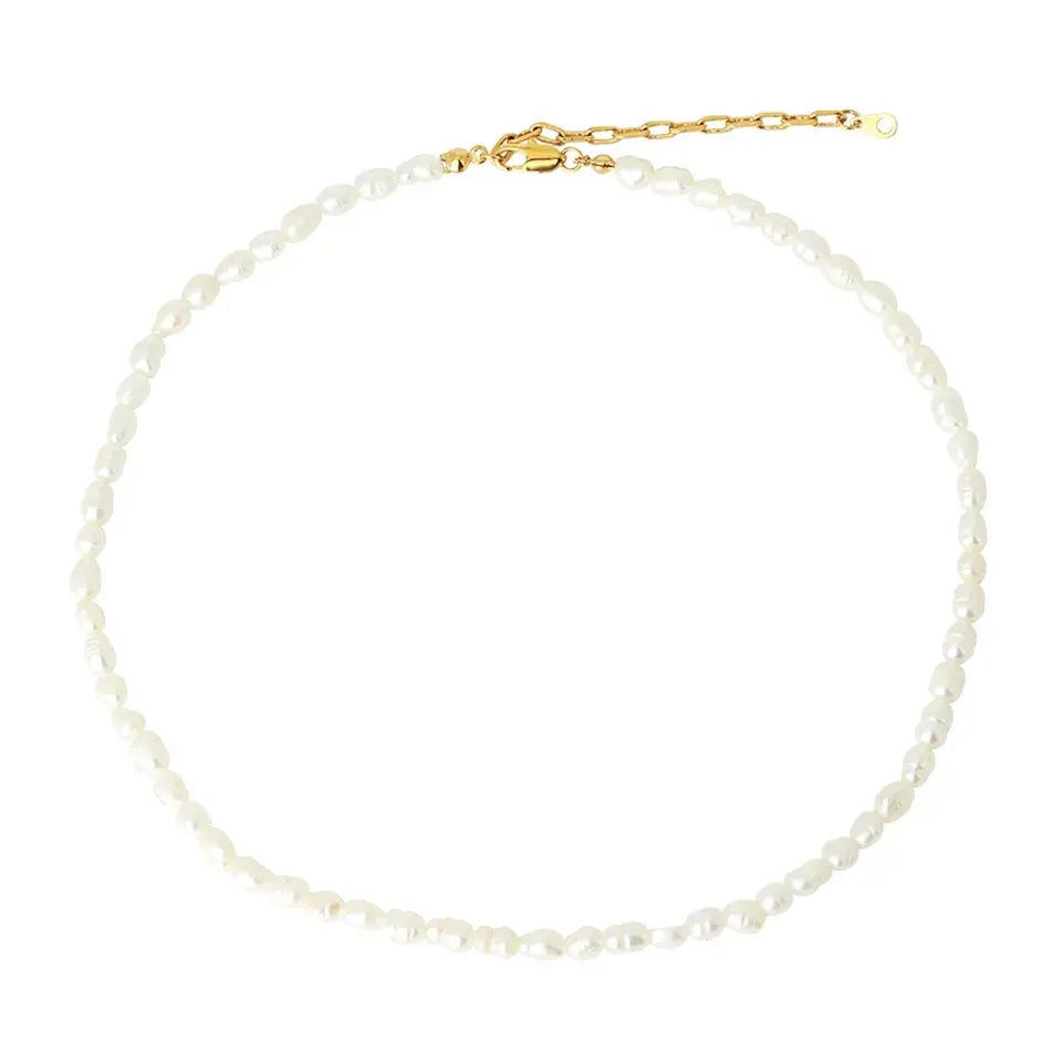 Collana regolabile impermeabile gioielli collana di perle d'acqua dolce irregolare collana di perle in acciaio inossidabile delicato placcato oro
